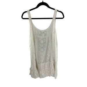 Melissa Odabash Lace Cover Up Tunic Dress White Georgette Size L